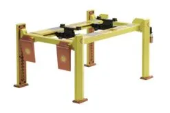 Shell Oil #2 Adjustable Four-Post Lift, Yellow And Red - Greenlight 13583 - 1/18 Scale Diecast Post Lift