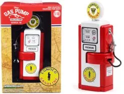 Greenlight 1948 Wayne 100-A Gas Pump - Conoco Ethyl Gasoline, Red And- 14100A/24 - 1/18 Scale Diecast Replica