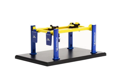 Four-Post Lift - Michelin Tires, Blue/Yellow - Greenlight 16130B- 1/64 Scale Diecast Accessory