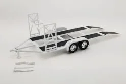Tandem Car Trailer With Tire Rack, White - Acme 18984 - 1/18 Scale Diecast Accessory