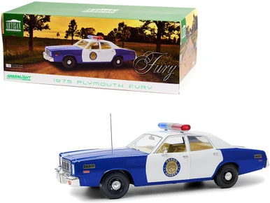 ModelToyCars 1975 Plymouth Fury Osage County Sheriff, White And Blue - Greenlight 19096 - 1/18 Scale Diecast Car