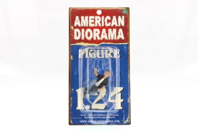 Biker Motorman, Black & Blue Attire - American Diorama 23915 - 1/24 Scale Diorama Accessory