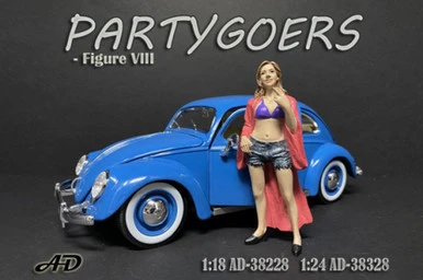 Partygoers Figure VIII, Blue And Pink - American Diorama 38228 - 1/18 Figurine - Diorama Accessory