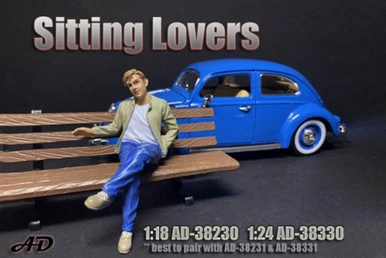 Sitting Lovers Figure I, Blue & Green - American Diorama 38230 - 1/18 Figurine - Diorama Accessory