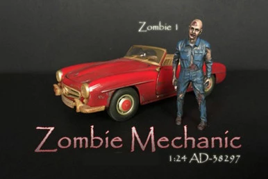 Zombie Mechanic I, Blue - American Diorama 38297 - 1/24 Scale Figurine - Diorama Accessory