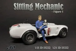 Sitting Mechanic Figure I, Blue - American Diorama 38332 - 1/24 Scale Figurine - Diorama Accessory
