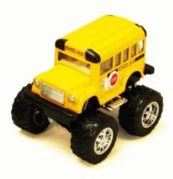 Funny School Bus Big Wheel, Yellow - Kinsmart 4004DB - 3.75 Inch Scale Diecast Model Replica