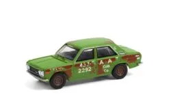 1970 Datsun 510 4-Door Sedan A&A Cab Co, Green With Rust - Greenlight 47070B/48 - 1/64 Diecast Car