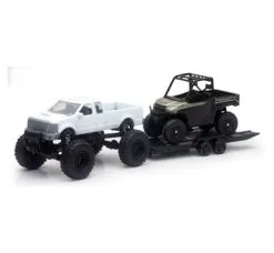 Pickup Truck With Polaris Ranger XP1000 EPS, White - New Ray 50076 - Diecast Model Toy Car