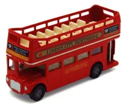 Motor Max London Double Decker Bus Open Top, Red - Motormax 76008 - 4.75" Diecast Model Toy Car