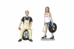 Motorhead Miniatures Tire Brigade Meg And Derek 2 Piece Figurine Set, - 770 - 1/18 Scale Figurine - Diorama Accessory