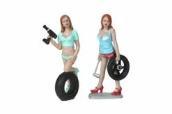 Motorhead Miniatures Tire Brigade Michele And Meg 2 Piece Figurine Set, - 771 - 1/18 Scale Figurine - Diorama Accessory