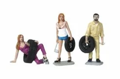 Motorhead Miniatures Tire Brigade Val, Meg And Gary 3 Piece Figurine Set,774 - 1/24 Scale Figurine - Diorama Accessory