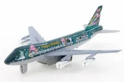 Happy Holidays Turbo Jet, Green & Gray - Showcasts 981DF Diecast Toy Pull-back Plane