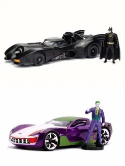 ModelToyCars Batman Vs. Joker Diecast Toy Car Package - Two 1/24 Scale Diecast Model Cars