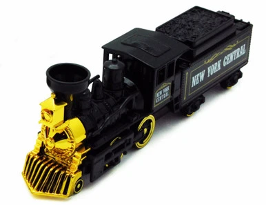 Classic Steam Engine Train, Black & Gold - Showcasts 9932A - 9.75 Inch Scale Diecast Model Replica