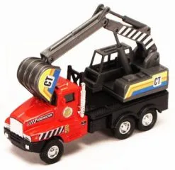 Power Construction Truck - Excavator, Red & Black - Showcasts 9961 - 5.25 In Diecast Model Replica