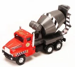 Power Construction Truck - Cement Mixer, Red & Gray - Showcasts 9961/4D - 5.25 Inch Scale Diecast Model Replica