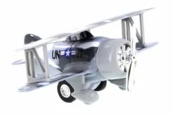 Classic Wing Bi-Plane, Gray Camoflague - Showcasts 998D - Diecast Model Toy Airplane
