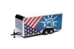 Patriotic Enclosed Trailer, Red White And Blue - Auto World AWSP092 - 1/64 Scale Diecast Trailer