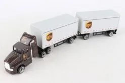 Daron UPS Tandem Tractor Trailer, Brown And White - RealToy RT4345 - 1/87 Scale Diecast Model Toy Car